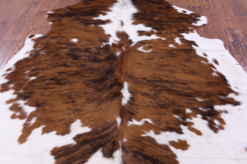 Brown & White Brindle Natural Cowhide Rug - X-Large 7'2