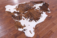 Thumbnail for Brown & White Brindle Natural Cowhide Rug - XLarge 7'2