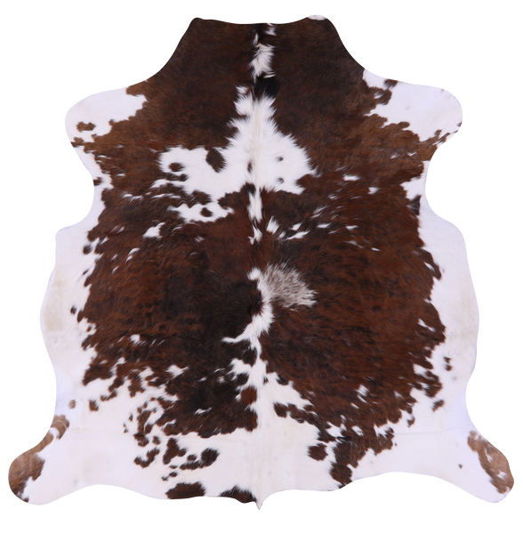 Brown & White Natural Cowhide Rug - Medium 5'9"H x 6'0"W