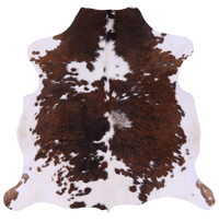 Thumbnail for Brown & White Natural Cowhide Rug - Medium 5'9