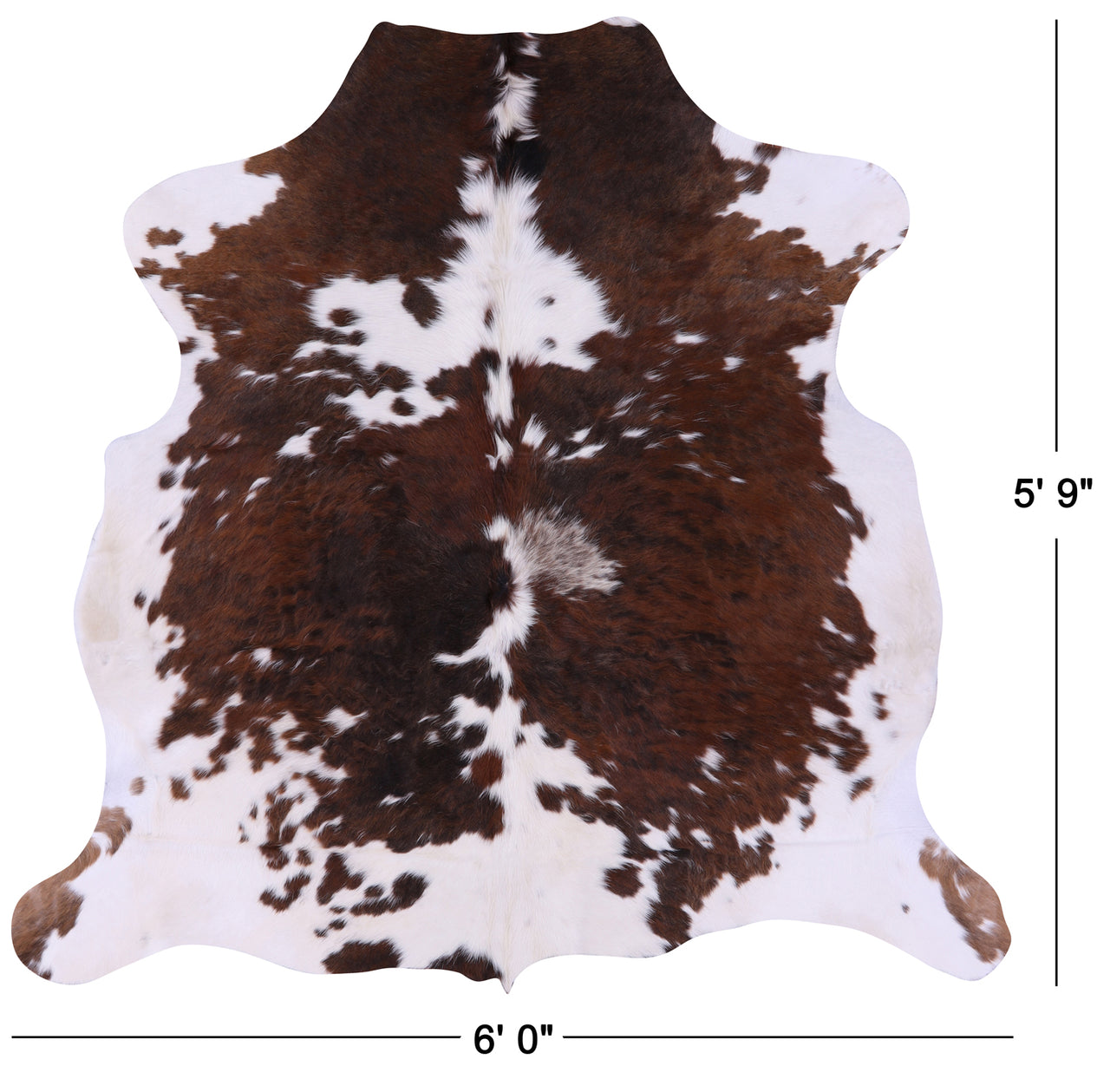 Brown & White Natural Cowhide Rug - Medium 5'9"H x 6'0"W