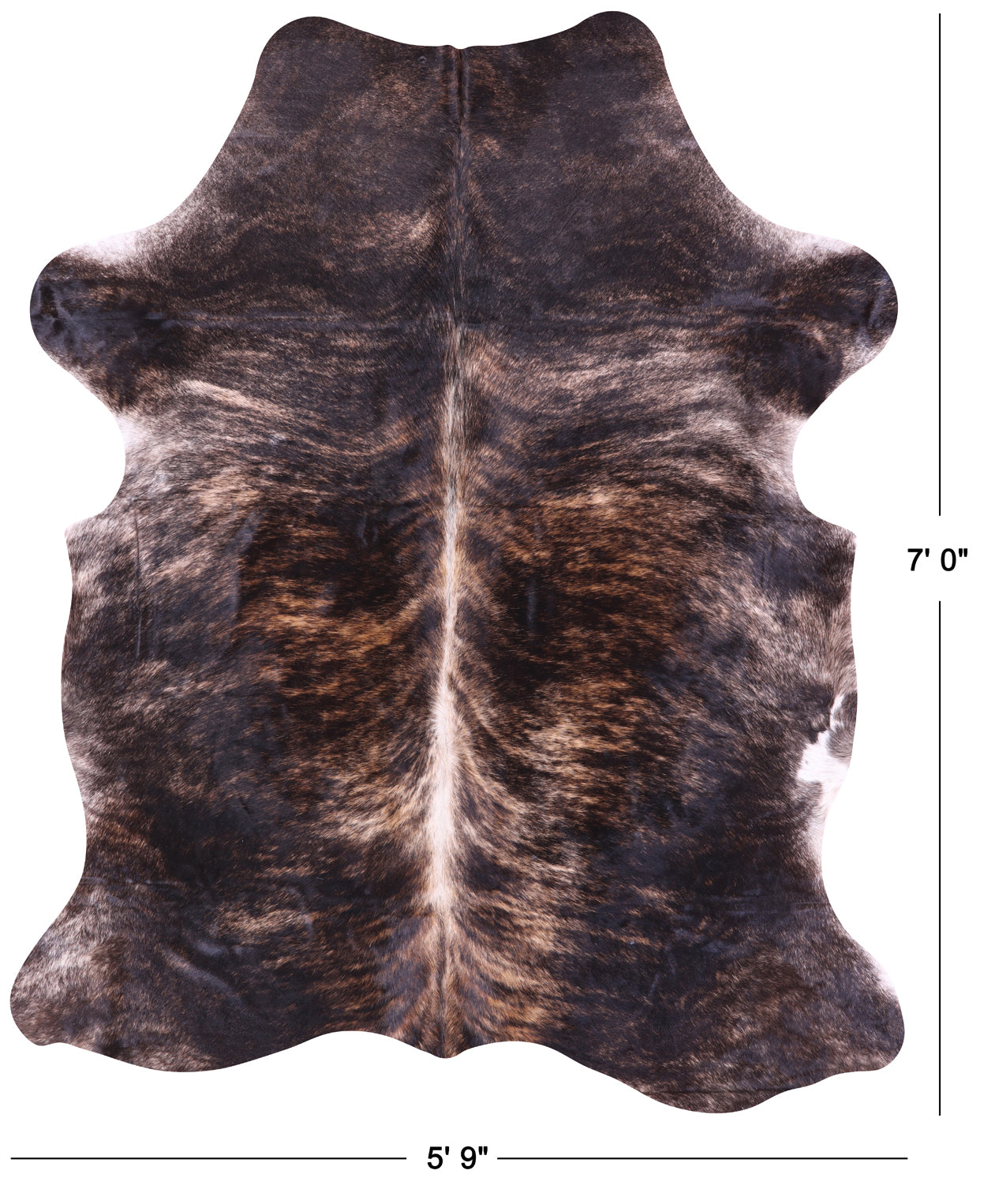 Dark Brindle Natural Cowhide Rug - X-Large 7'0"H x 5'9"W