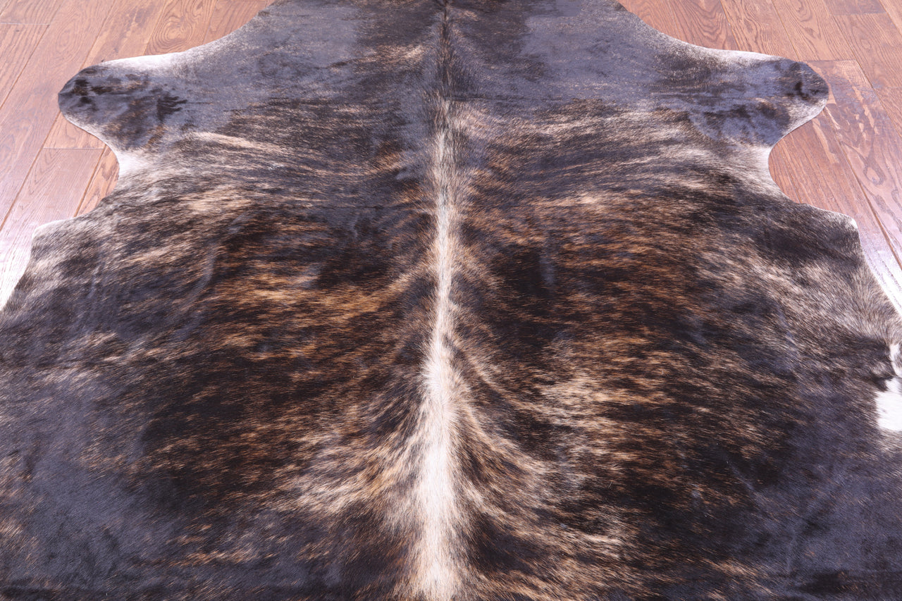 Dark Brindle Natural Cowhide Rug - X-Large 7'0"H x 5'9"W