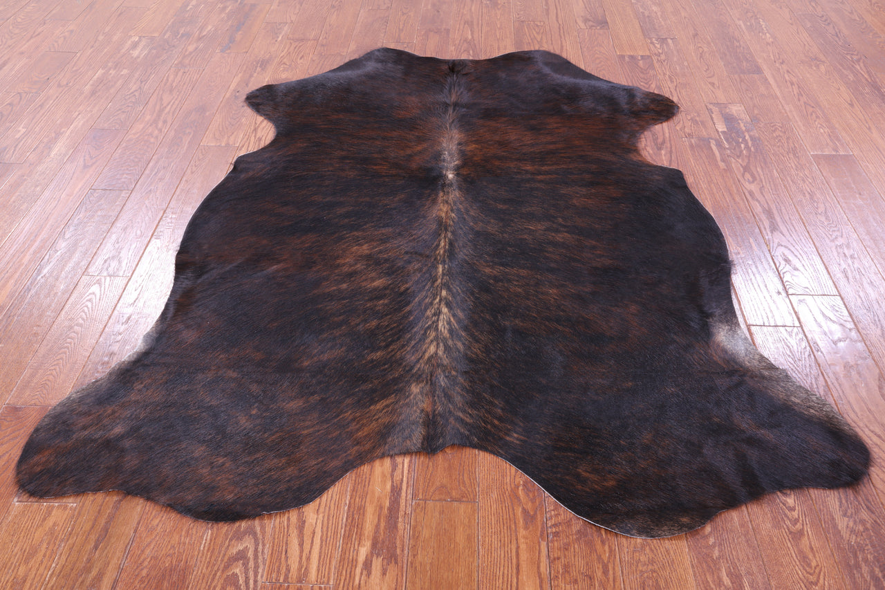 Dark Brindle Natural Cowhide Rug - Medium 6'2"H x 5'8"W