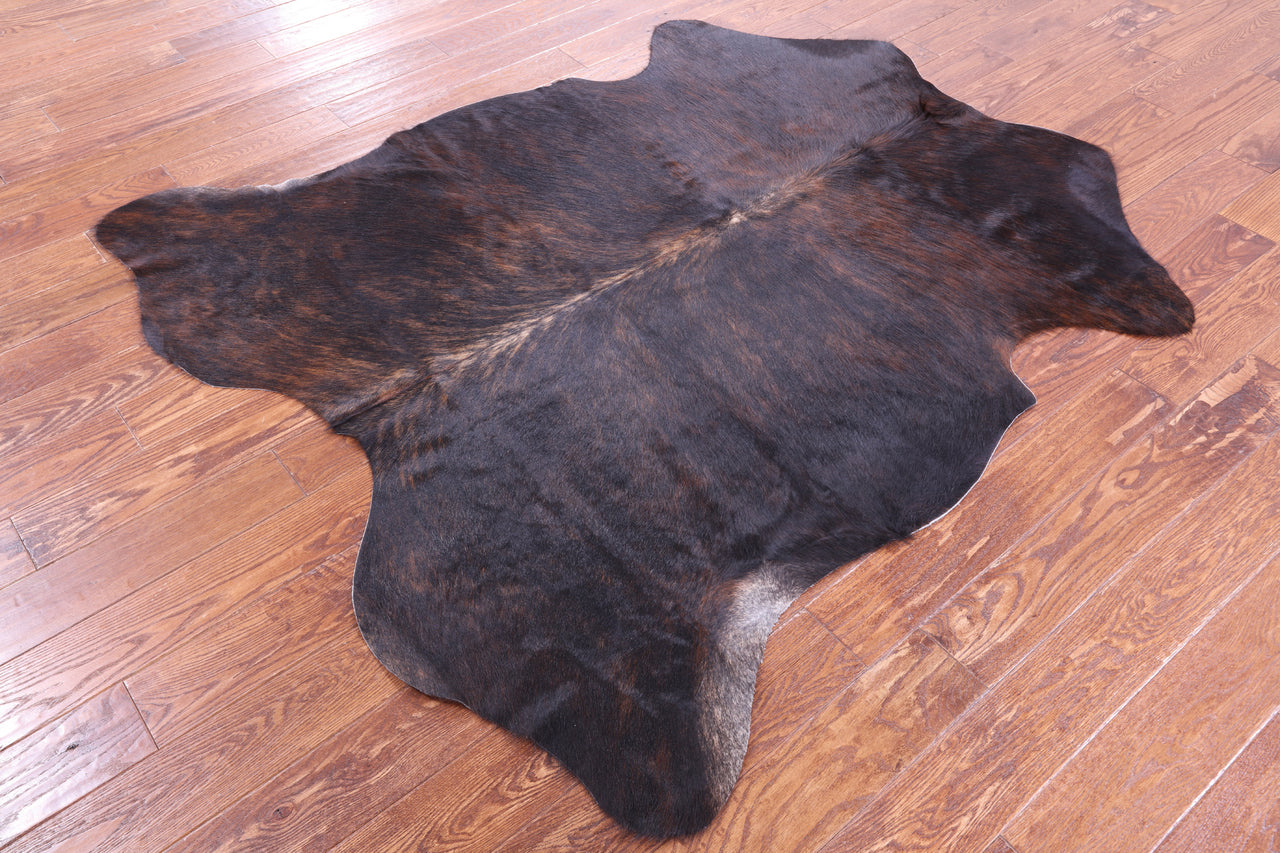 Dark Brindle Natural Cowhide Rug - Medium 6'2"H x 5'8"W