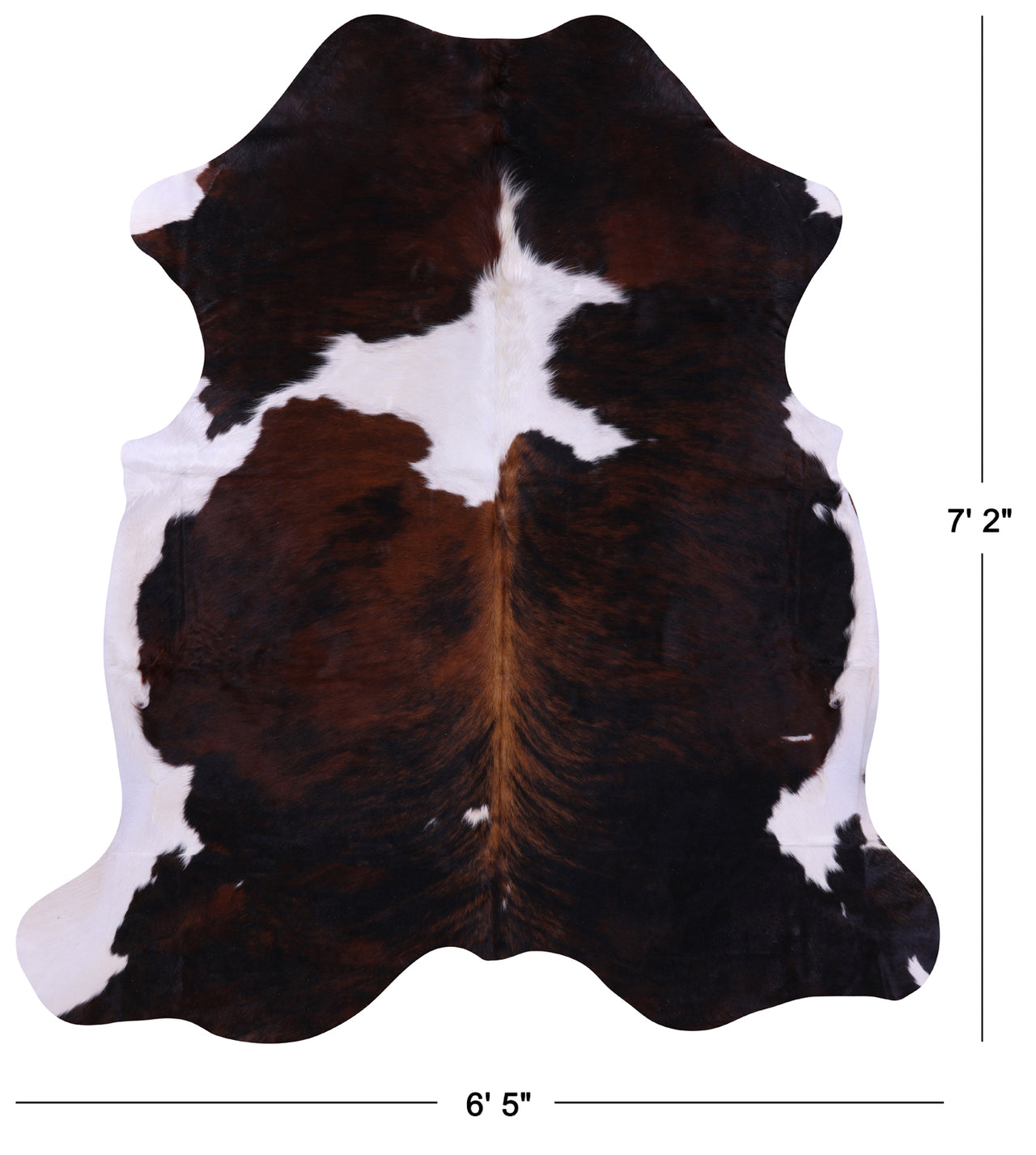 Tricolor Natural Cowhide Rug - XLarge 7'2"H x 6'5"W