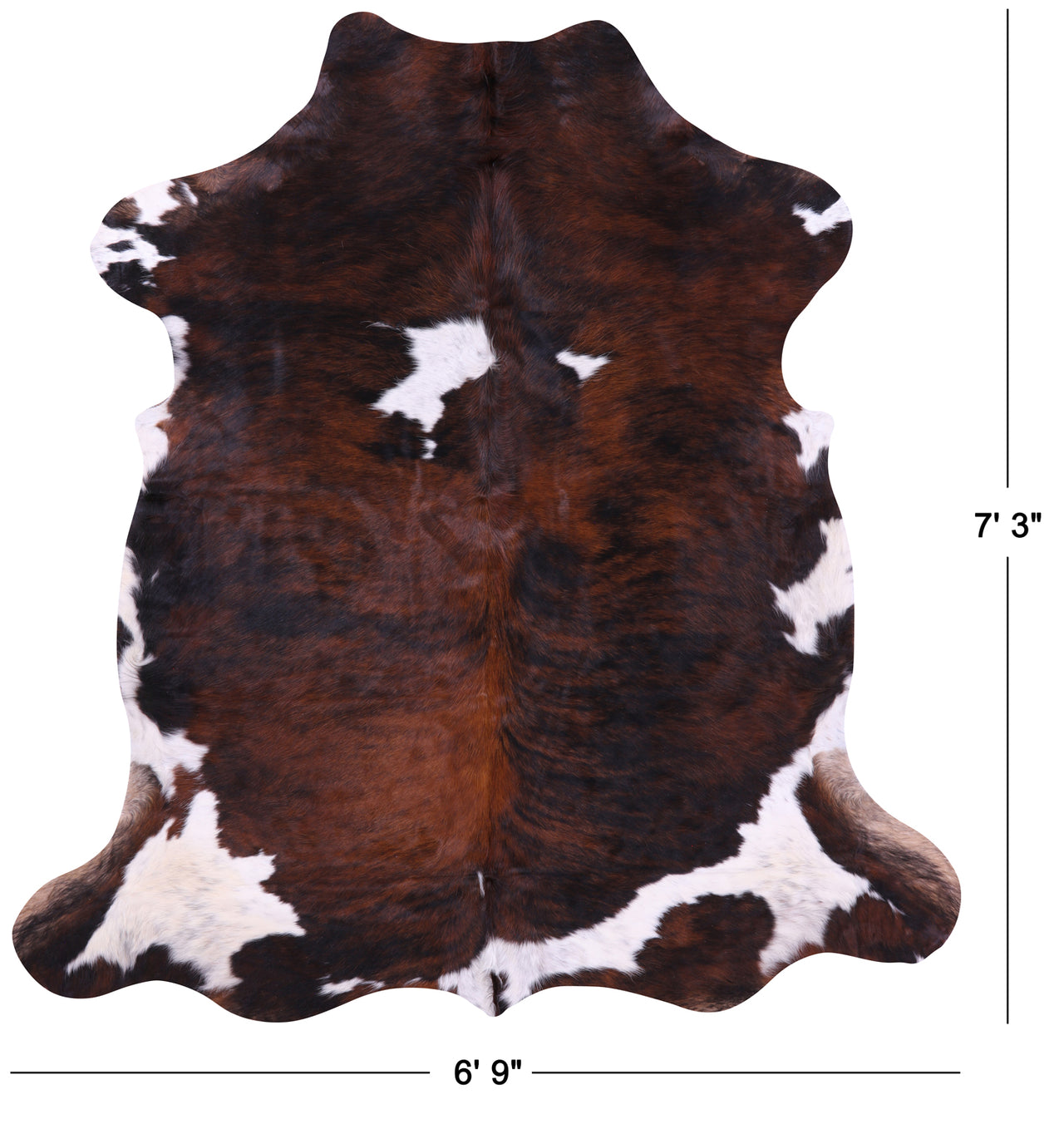 Tricolor Natural Cowhide Rug - XLarge 7'3"H x 6'9"W