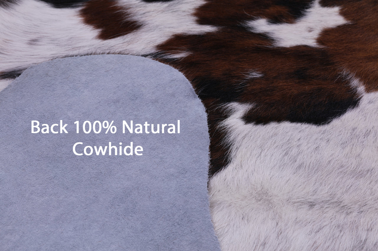 Tricolor Natural Cowhide Rug - Large 6'9"H x 5'10"W