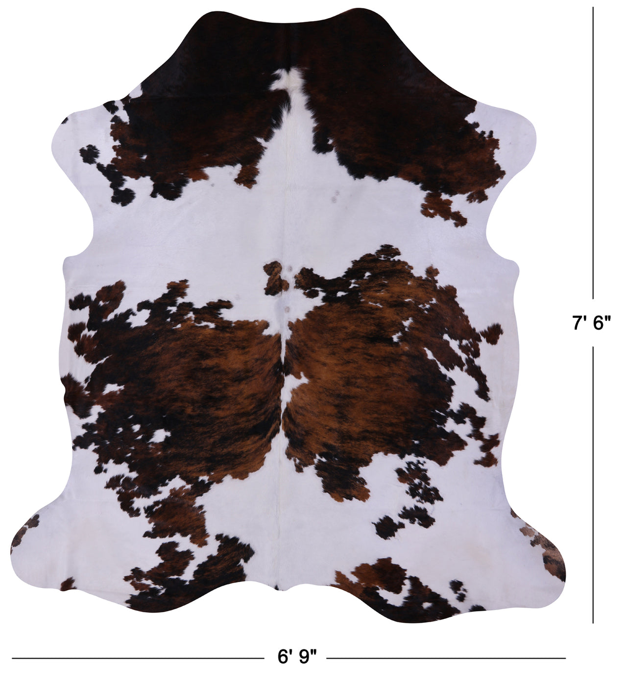 Tricolor Natural Cowhide Rug - XLarge 7'6"H x 6'9"W