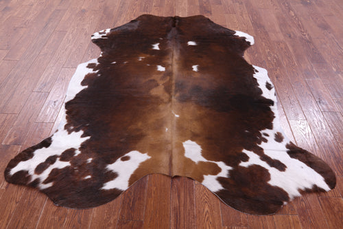 Brown & White Natural Cowhide Rug - Large 6'9