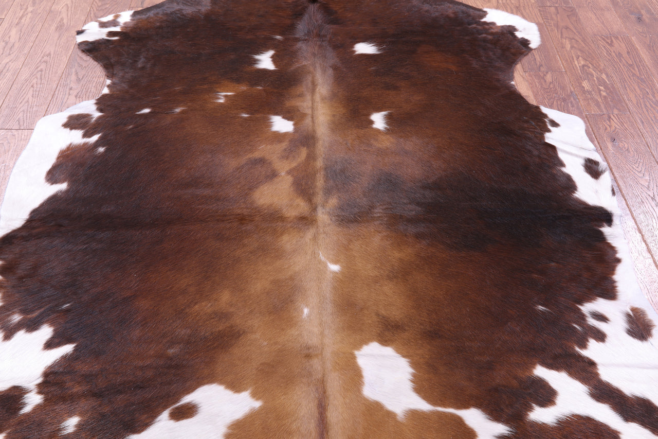 Brown & White Natural Cowhide Rug - Large 6'9"H x 6'0"W