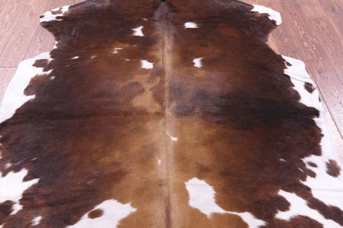 Brown & White Natural Cowhide Rug - Large 6'9