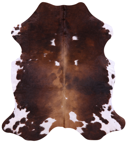 Brown & White Natural Cowhide Rug - Large 6'9"H x 6'0"W