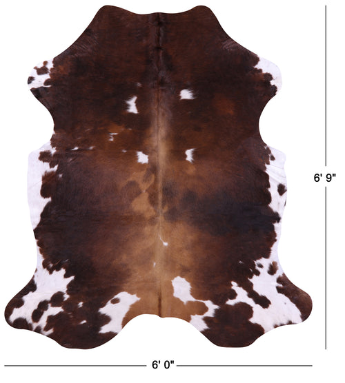 Brown & White Natural Cowhide Rug - Large 6'9