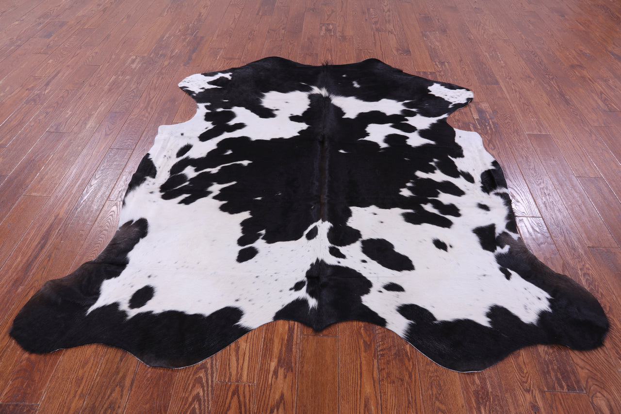 Black & White Natural Cowhide Rug - Large 6'9"H x 6'10"W