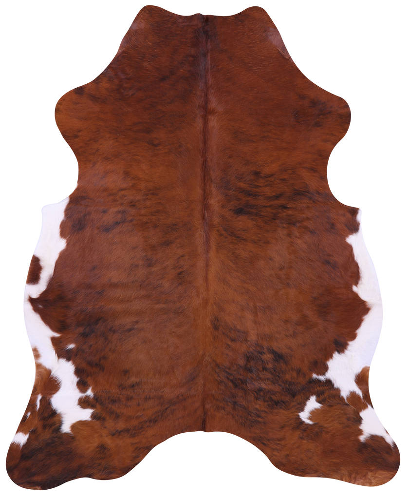 Brown & White Natural Cowhide Rug - Large 6'9"H x 5'7"W