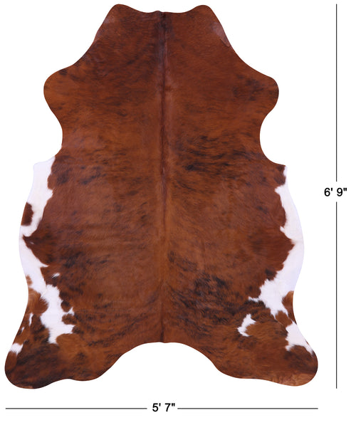 Brown & White Natural Cowhide Rug - Large 6'9