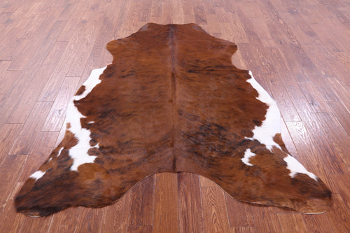 Brown & White Natural Cowhide Rug - Large 6'9