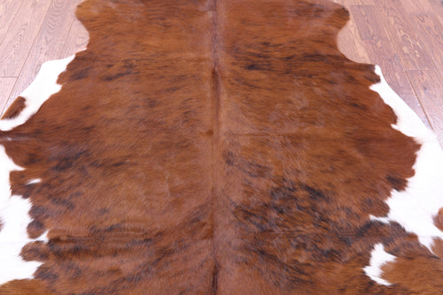 Brown & White Natural Cowhide Rug - Large 6'9