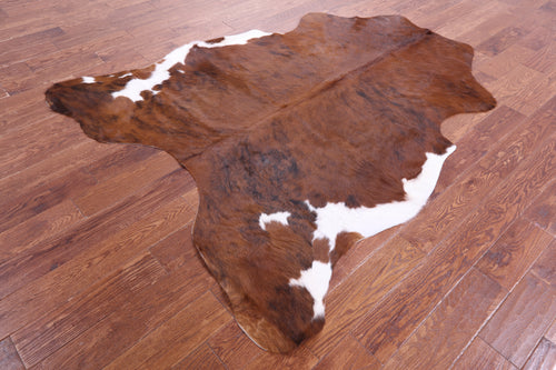 Brown & White Natural Cowhide Rug - Large 6'9