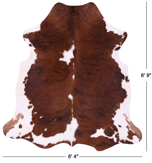 Brown & White Natural Cowhide Rug - Large 6'9
