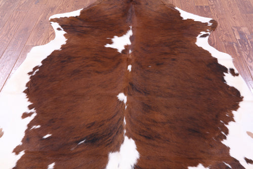 Brown & White Natural Cowhide Rug - Large 6'9