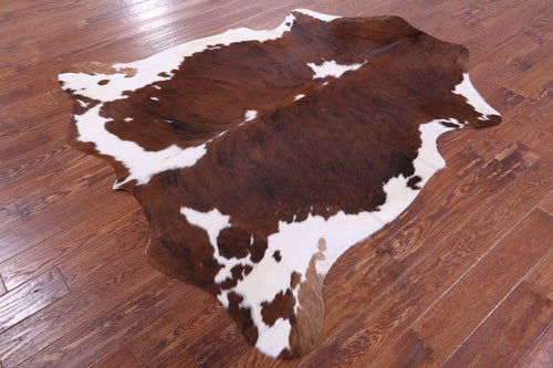 Brown & White Natural Cowhide Rug - Large 6'9