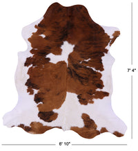 Thumbnail for Brown & White Natural Cowhide Rug - X-Large 7'4