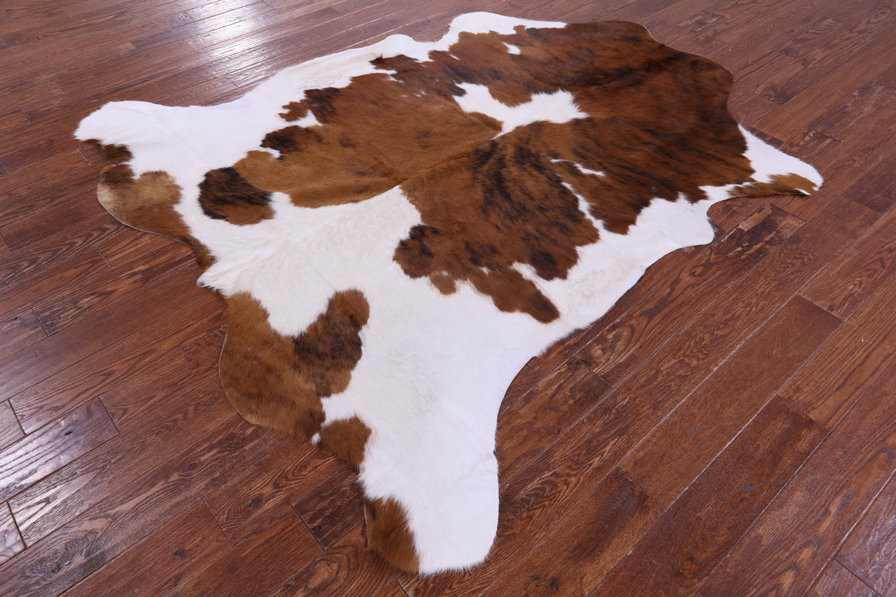Brown & White Natural Cowhide Rug - X-Large 7'4"H x 6'10"W