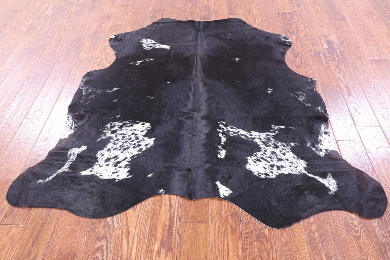 Black Salt & Pepper Natural Cowhide Rug - Small 5'7"H x 5'6"W