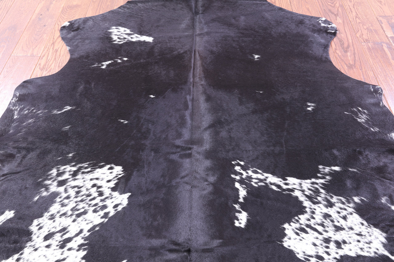 Black Salt & Pepper Natural Cowhide Rug - Small 5'7"H x 5'6"W