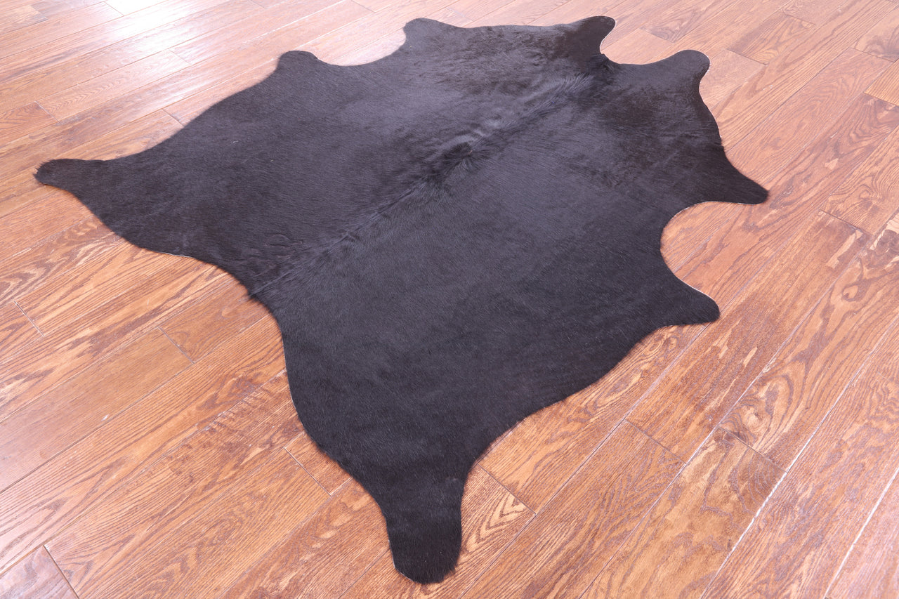 Black Natural Cowhide Rug - Small 5'6"H x 4'7"W