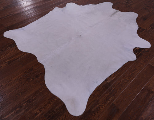 White Natural Cowhide Rug - Large 6'11