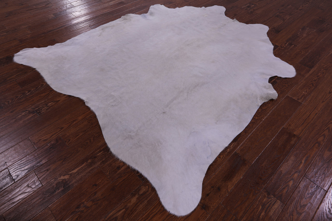 White Natural Cowhide Rug - XLarge 7'9"H x 6'11"W