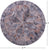 Abstract Round Patchwork Printed Natural Cowhide Rug - 6' 7" x 6' 7"