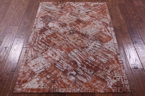 Lantern Tile Brown Patchwork Printed Natural Cowhide Rug - 3' 5