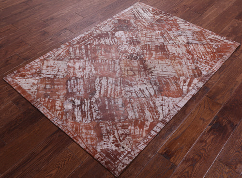Lantern Tile Brown Patchwork Printed Natural Cowhide Rug - 3' 5
