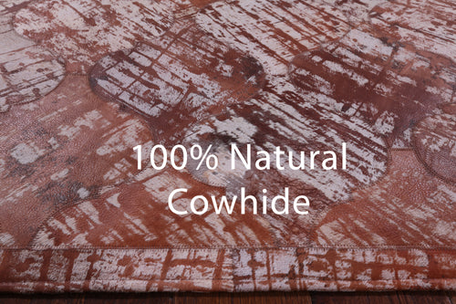 Lantern Tile Brown Patchwork Printed Natural Cowhide Rug - 3' 5
