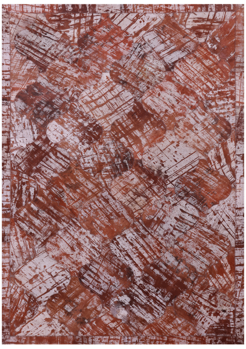Lantern Tile Brown Patchwork Printed Natural Cowhide Rug - 3' 5