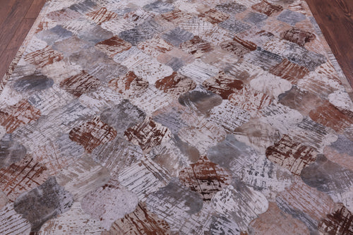 Lantern Tile Patchwork Printed Natural Cowhide Rug - 6' 8