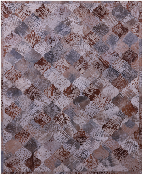 Lantern Tile Patchwork Printed Natural Cowhide Rug - 6' 8
