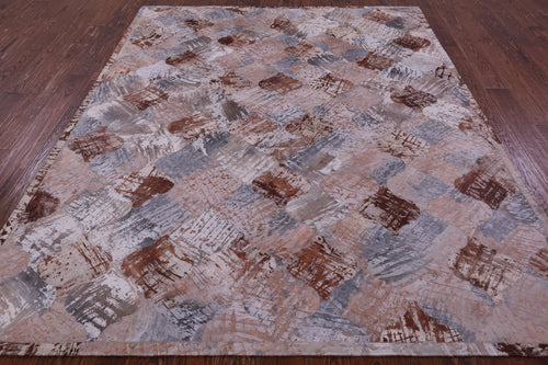 Lantern Tile Patchwork Printed Natural Cowhide Rug - 6' 8