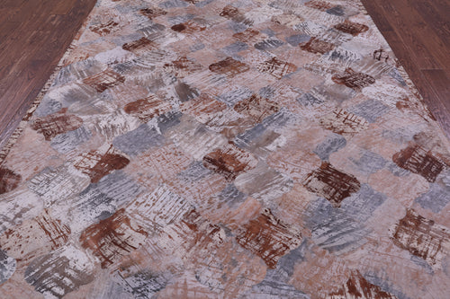 Lantern Tile Patchwork Printed Natural Cowhide Rug - 6' 8