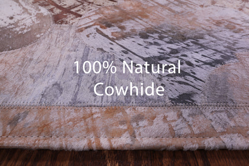 Lantern Tile Patchwork Printed Natural Cowhide Rug - 6' 8