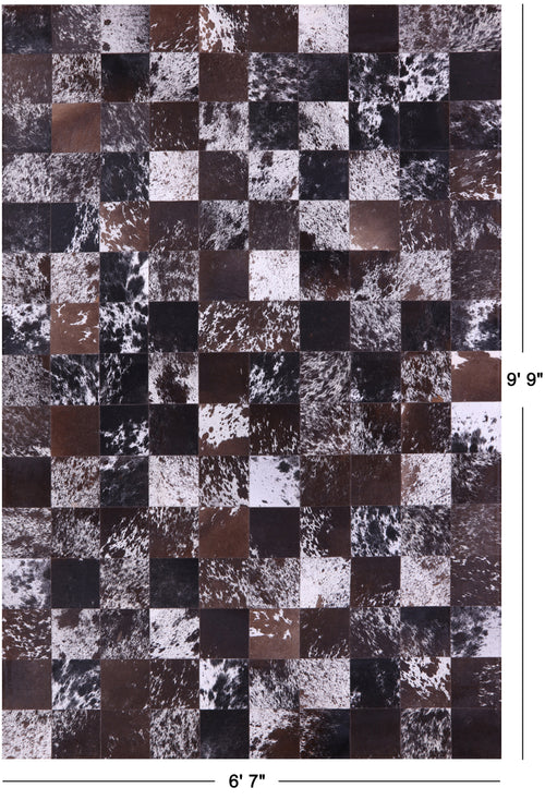 Salt & Pepper Patchwork Natural Black & Brown Cowhide Rug - 6' 7