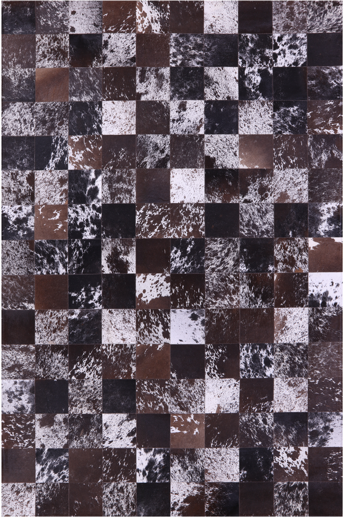 Salt & Pepper Patchwork Natural Black & Brown Cowhide Rug - 6' 7" x 9' 9"