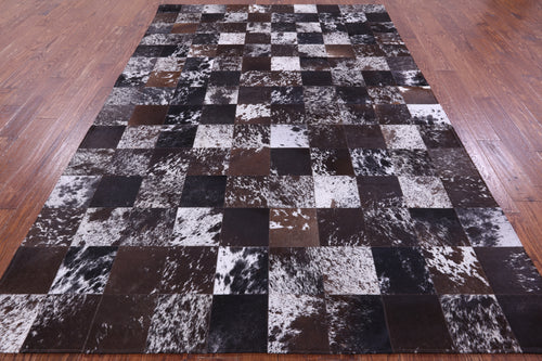 Salt & Pepper Patchwork Natural Black & Brown Cowhide Rug - 6' 7