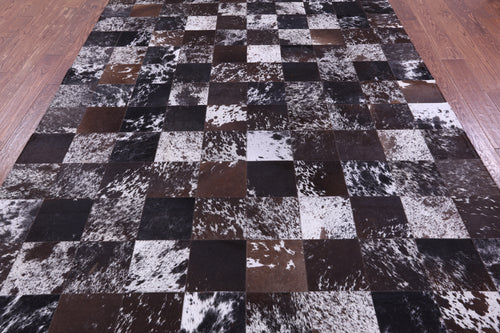 Salt & Pepper Patchwork Natural Black & Brown Cowhide Rug - 6' 7
