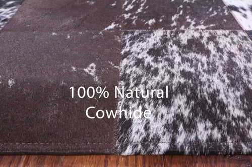 Salt & Pepper Patchwork Natural Black & Brown Cowhide Rug - 6' 7