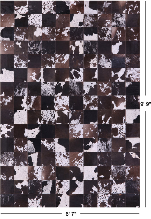 Salt & Pepper Patchwork Natural Black & Brown Cowhide Rug - 6' 7